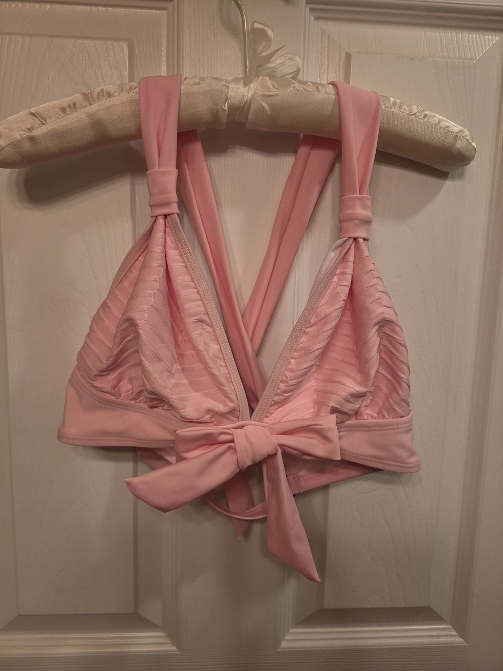 Women's Pink Bow-Front Bralette Swim Top
